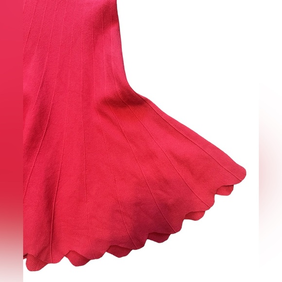 Alice & Olivia Paulie Sleeveless Scalloped Hem Fit & Flare Knit Mini Dress Pink - Picture 6 of 10